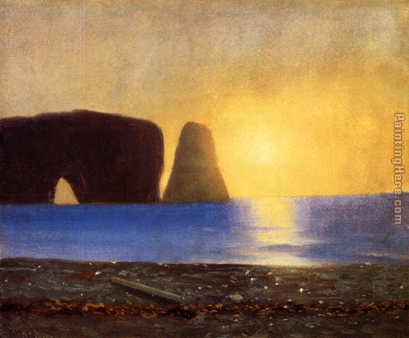 The Sun Sets, Perce Rock, Gaspe, Quebec painting - William Bradford The Sun Sets, Perce Rock, Gaspe, Quebec art painting